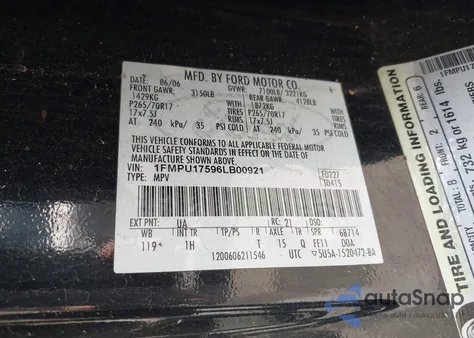 2006 Ford Expedition Eddie Bauer/King Ranch from USA, damaged, VIN 1FMPU17596LB00921